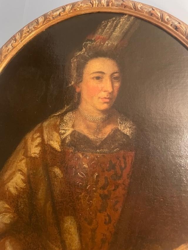 Important portrait d'une aristocrate Italienne du début 18 ème-photo-2