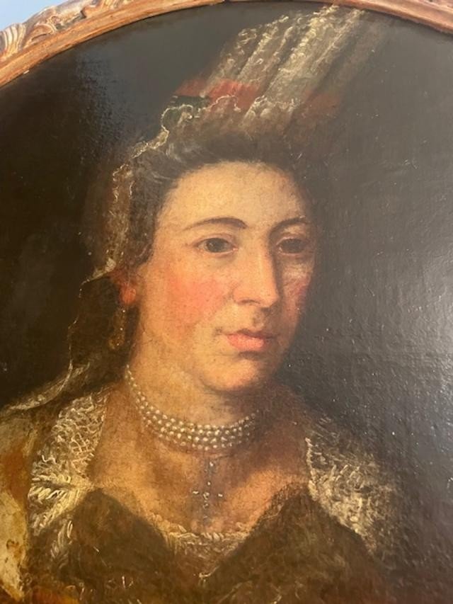 Important portrait d'une aristocrate Italienne du début 18 ème-photo-3