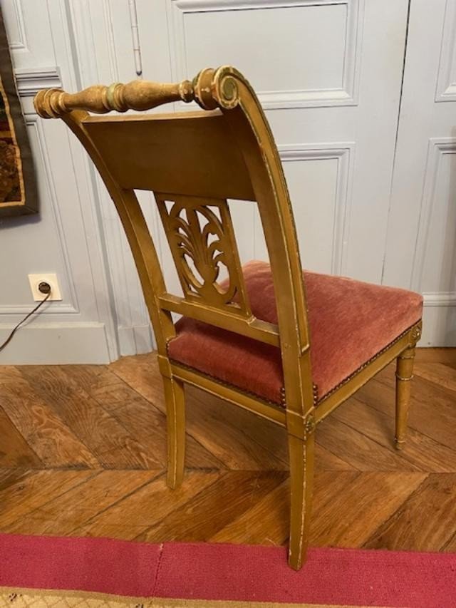 Paire de chaises Directoire en bois laqué et sculpté-photo-1