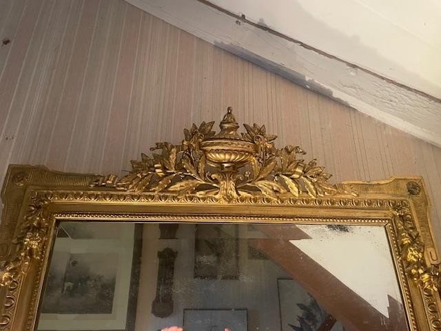 Louis XVI Style Wooden And Gilded Stucco Mirror-photo-3