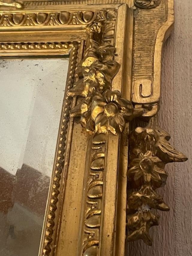 Louis XVI Style Wooden And Gilded Stucco Mirror-photo-3