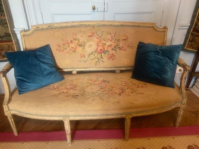 Louis XVI Period Lacquered Wood Sofa-photo-2