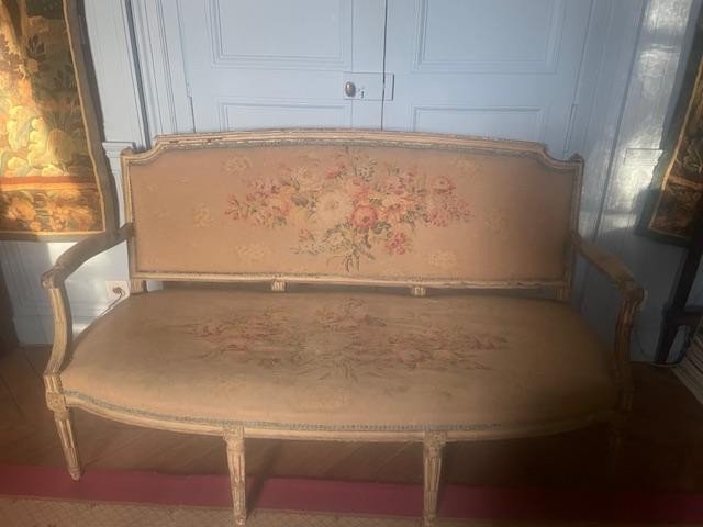 Louis XVI Period Lacquered Wood Sofa-photo-3