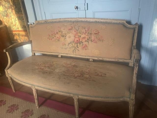 Louis XVI Period Lacquered Wood Sofa-photo-4