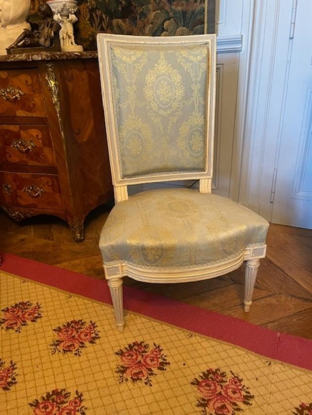 Salon d'époque Louis XVI en bois laqué , 18 ème siècle-photo-3