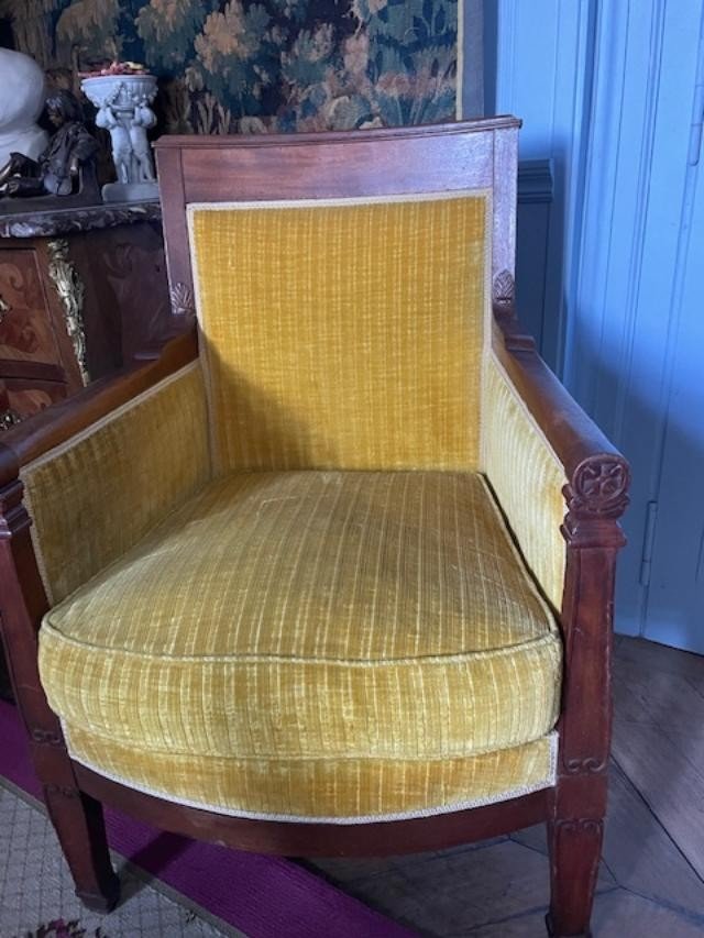 Bergère à coussin en acajou d'époque empire-photo-2