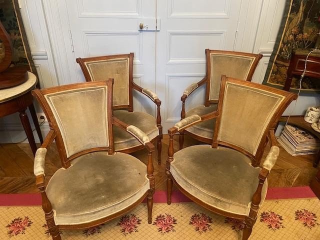 Set Of Four Directoire Period Armchairs, Late 18th Century -photo-2