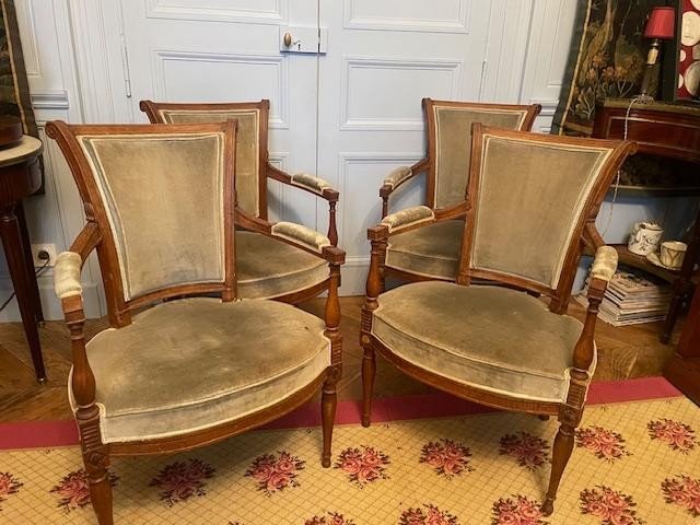 Set Of Four Directoire Period Armchairs, Late 18th Century 