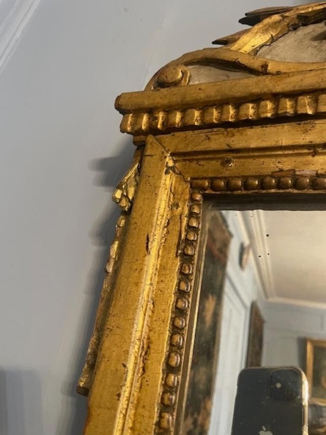 Miroir d'époque Louis XVI en bois doré-photo-2