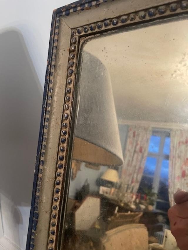 Miroir d'époque Louis XVI en bois peint