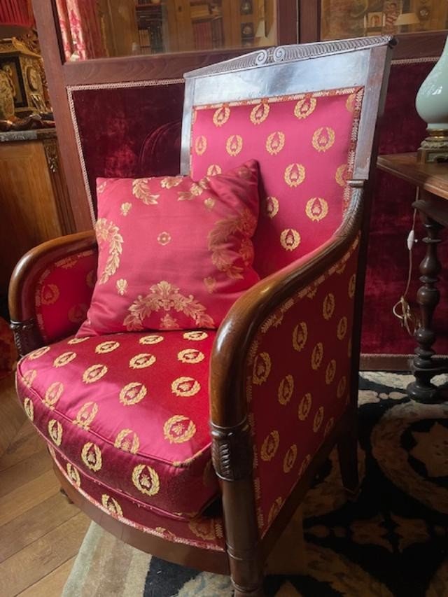 Empire Period Mahogany Armchair With Cushion-photo-2