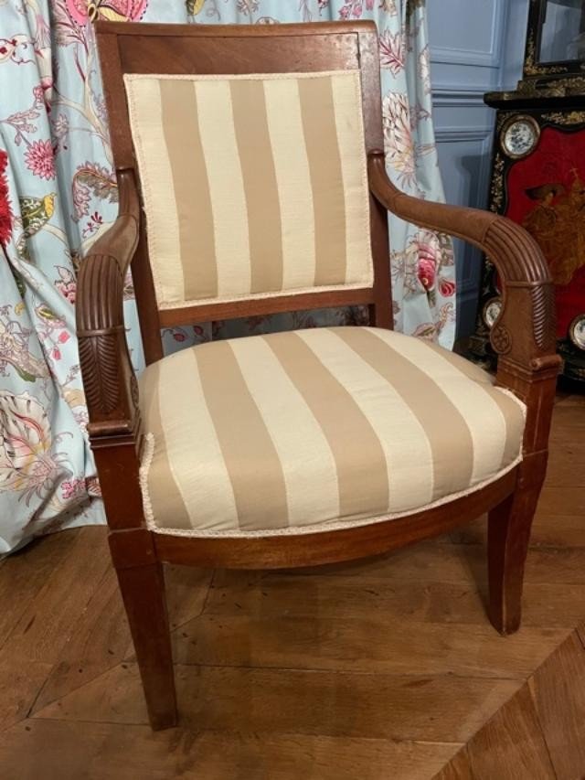 Pair Of Empire Armchairs In Natural Wood-photo-2