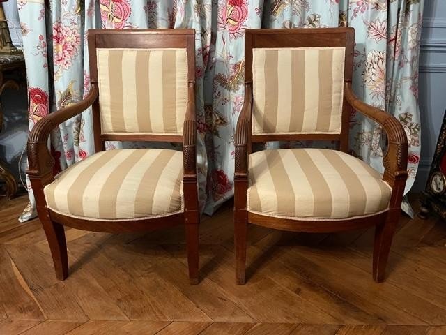 Pair Of Empire Armchairs In Natural Wood