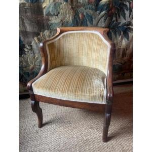 Natural Wood Office Armchair From The Restoration Period