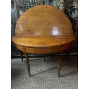 Table demie lune en bois fruitier d'époque 19ème