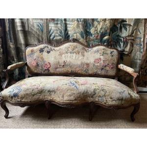 Louis XV Style Sofa In Natural Wood