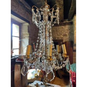 6-light Chandelier With Tassels And Gilded Bronze