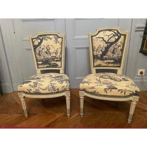 Pair Of Louis XVI Period Low Chairs