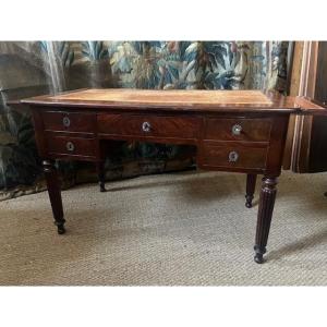 Restoration Period Mahogany Desk With Its Drawers