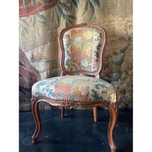 Natural Wood Chair With Louis XV Period Cabriolet Back