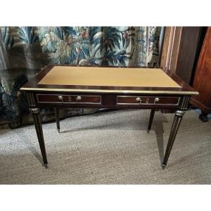 Louis XVI Flat Desk, All Face, In Mahogany From The End Of The 18th Century 