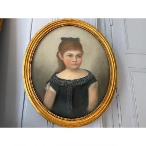Pastel Portrait Of A Young Girl From The 19th Century