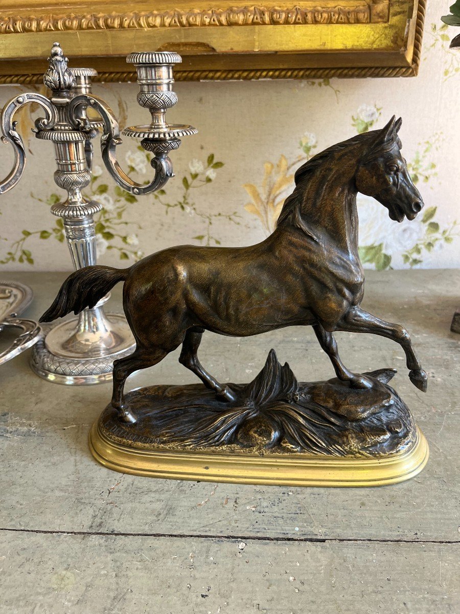 Bronze Animalier, Cheval Antérieur Levé, Edouard DELABRIERRE