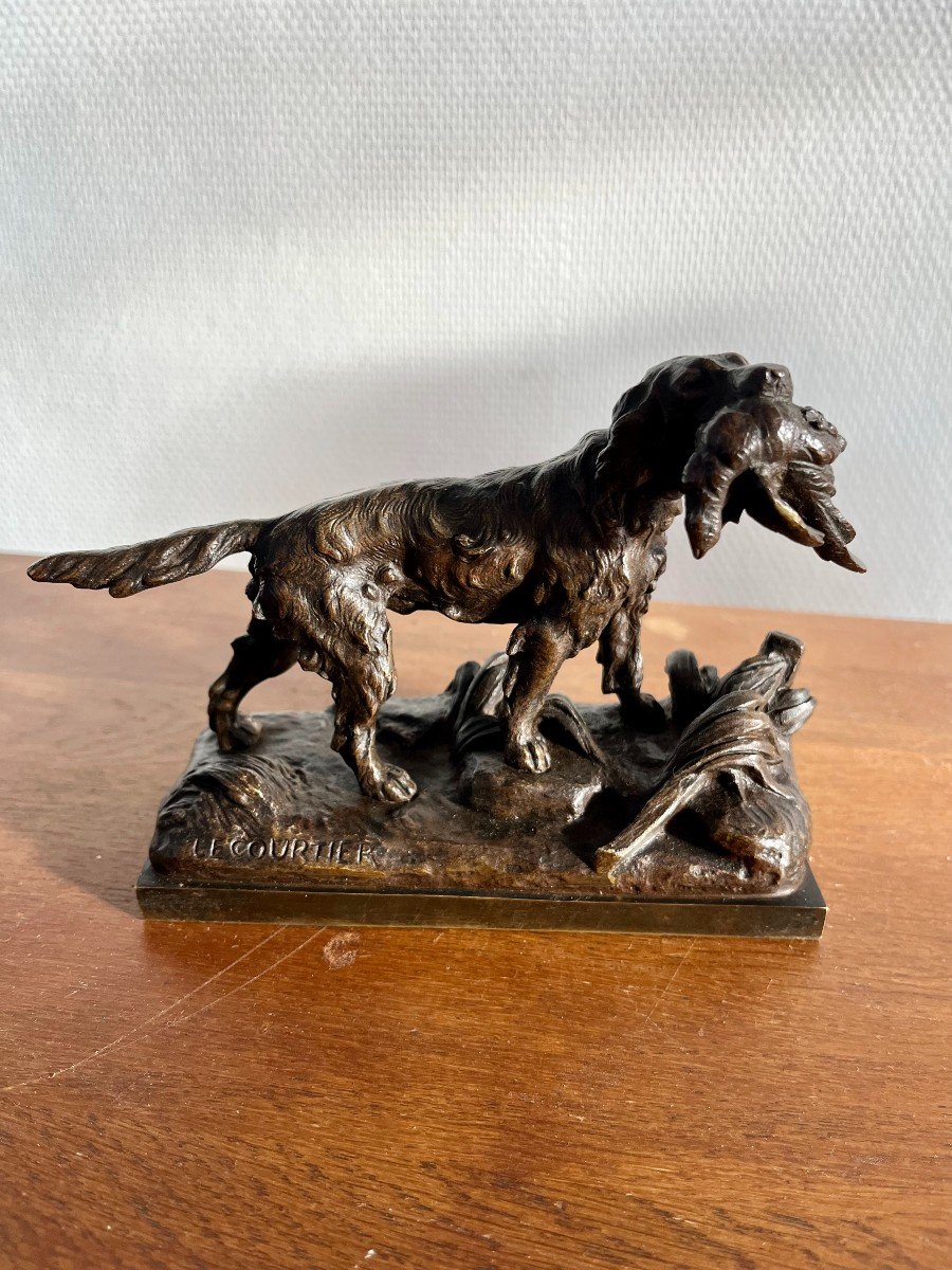 Bronze Animalier, Chien De Chasse, Prosper Lecourtier