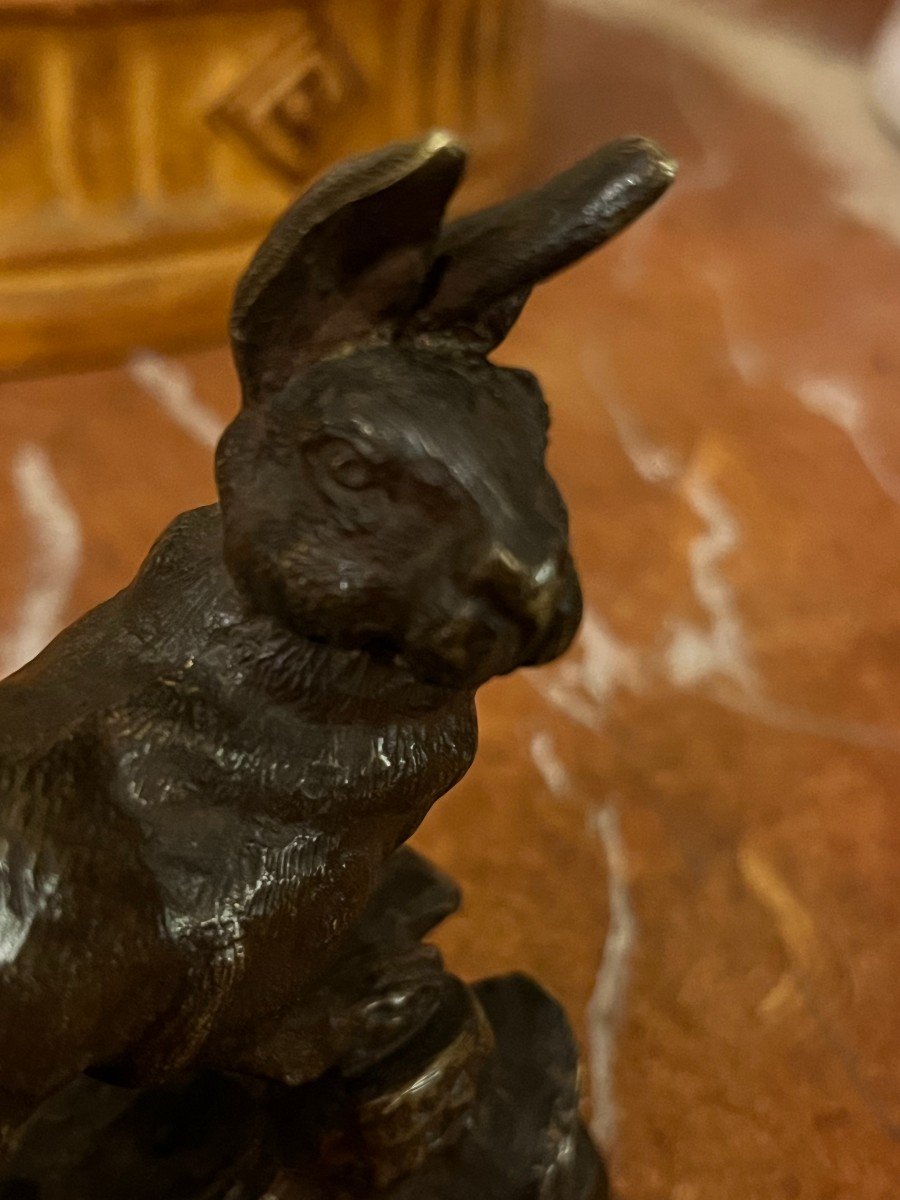 Animal Bronze, Hare, French School, 19th Century-photo-4