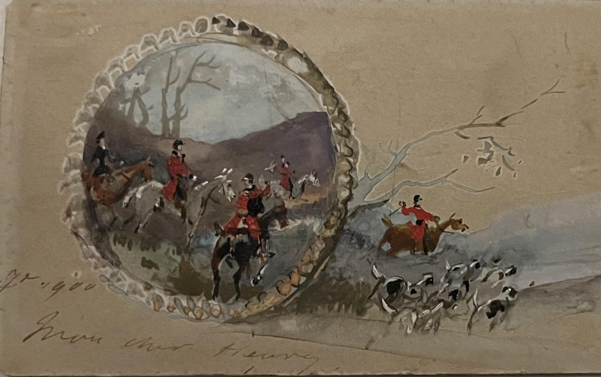 Baron Jules Finot, Chasse à Courre, Aquarelle