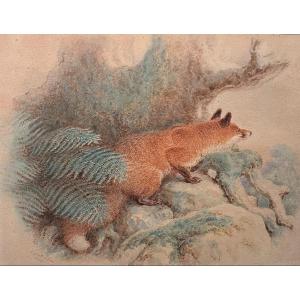 Henrich Leutemann: Le Renard Aux Aguets 