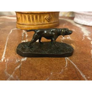 Bronze Animalier, Chien De Chasse, Braque, école Française Du XIX° Siècle