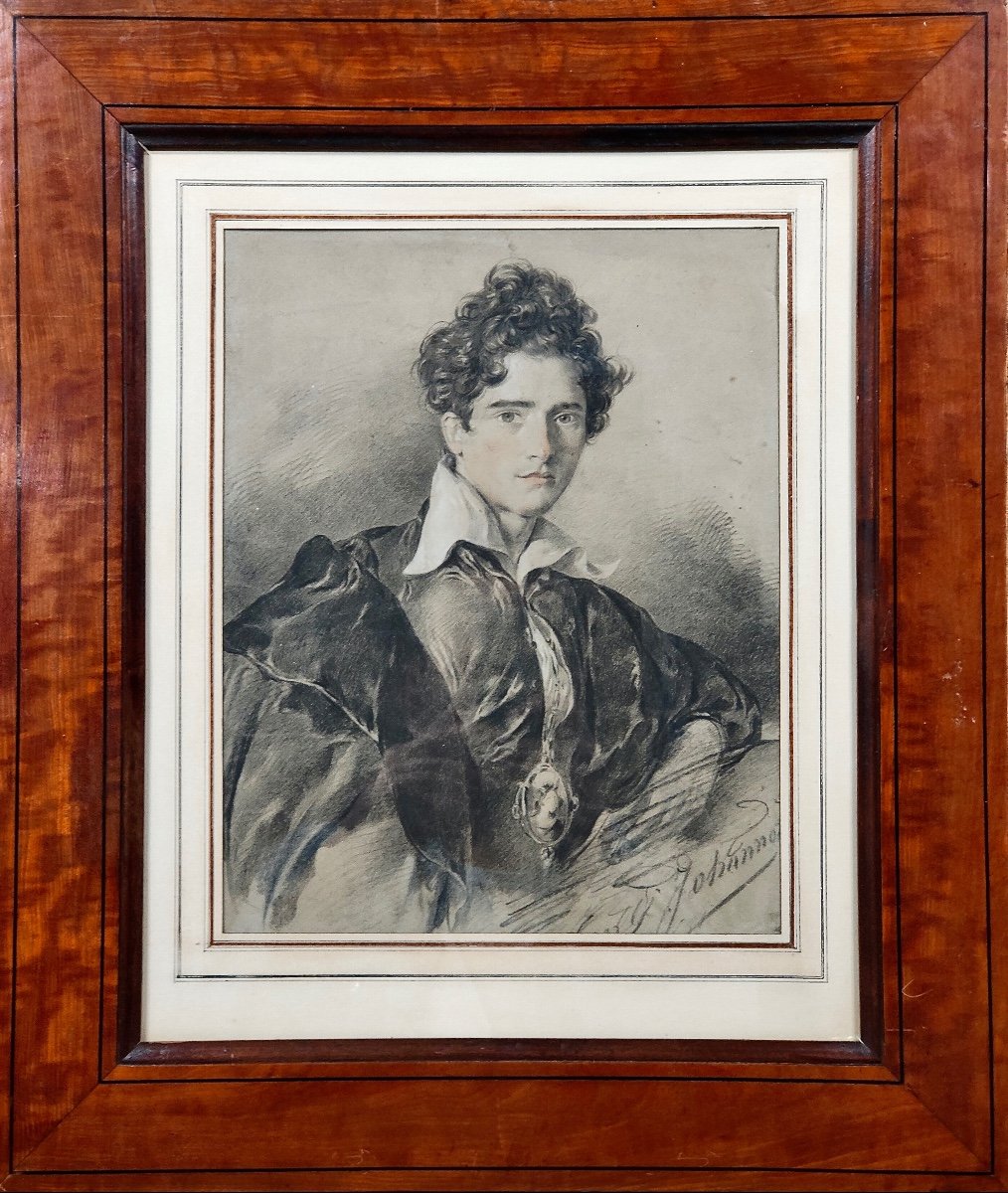 Proantic Tony Johannot (18031852) Pencil Drawing Portrait Of A Young