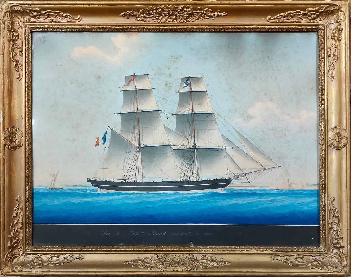 Joseph Honoré Pellegrin (1793 -1869)  Portrait de Navire signé époque XIXe