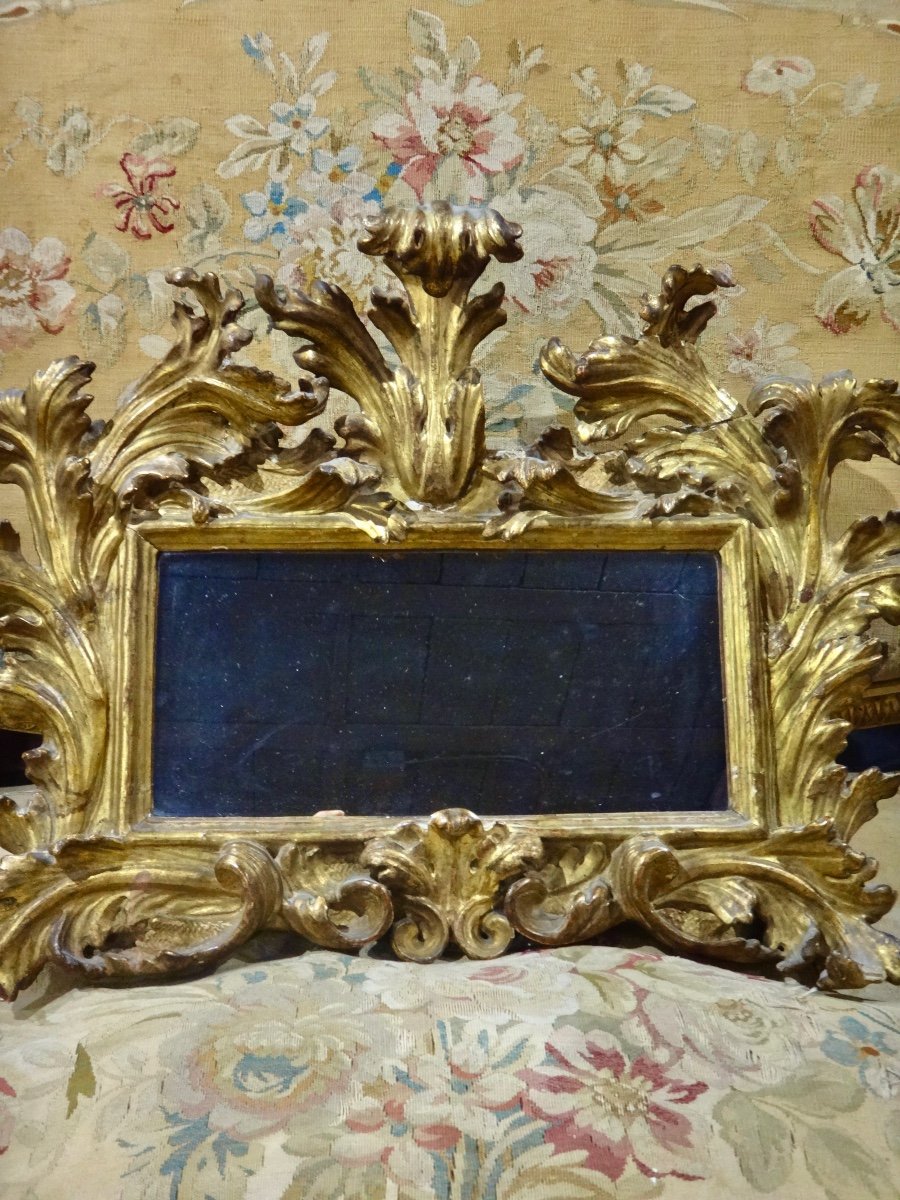 Mirror Italian Picture Frame In Gilded Wood, Rocaille Style, 19th Century-photo-2