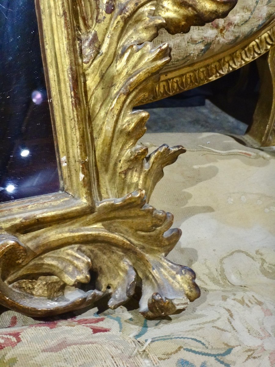 Mirror Italian Picture Frame In Gilded Wood, Rocaille Style, 19th Century-photo-7