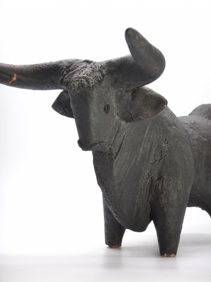 Dominique Pouchain Bull Zoomorphic Sculpture Ceramic 20th-photo-2