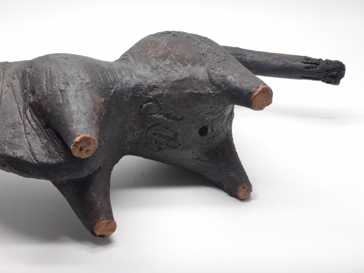 Dominique Pouchain Bull Zoomorphic Sculpture Ceramic 20th-photo-7