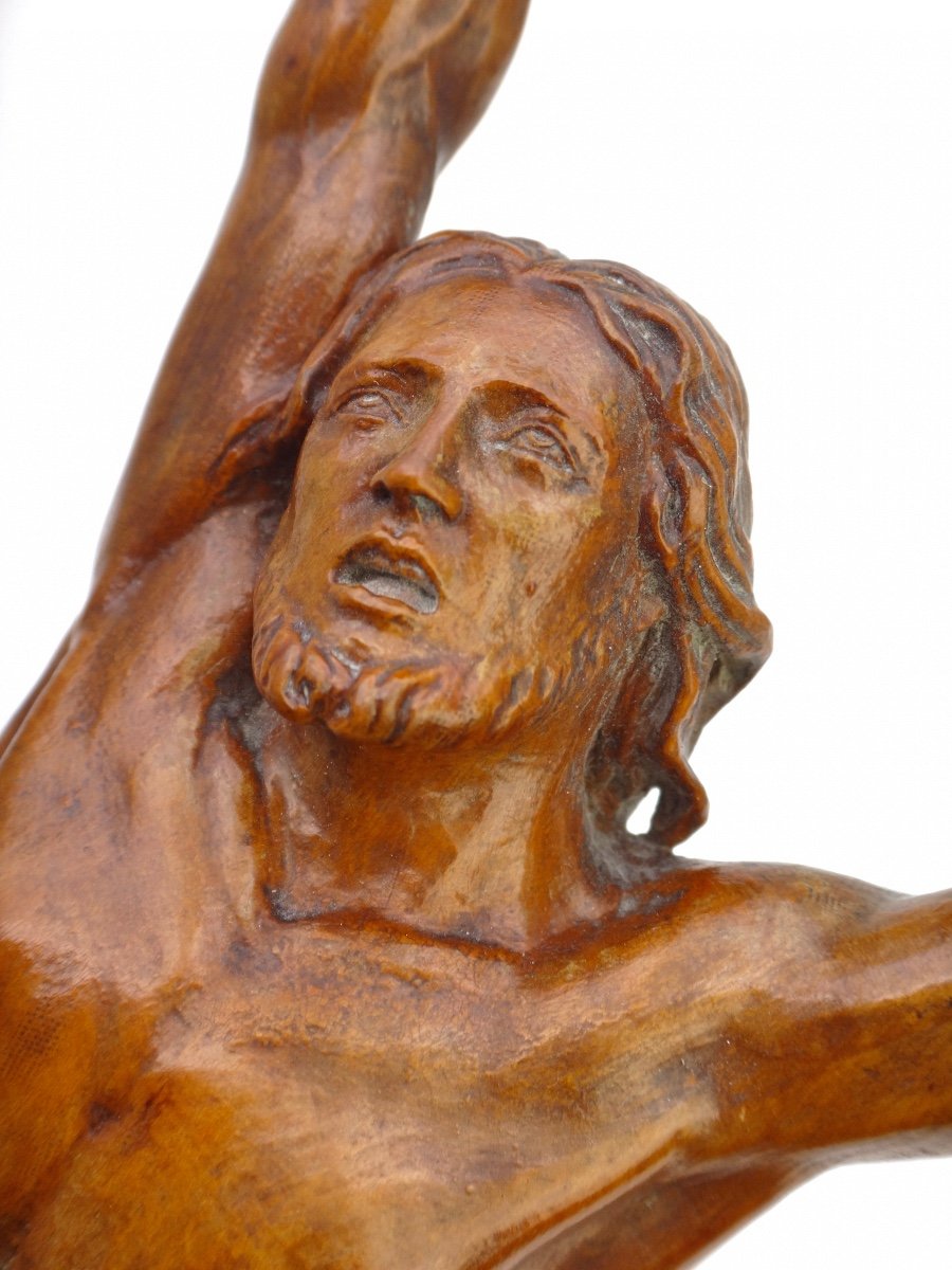 Christ de crucifix en bois de buis sculpté époque XVIIIe-photo-4