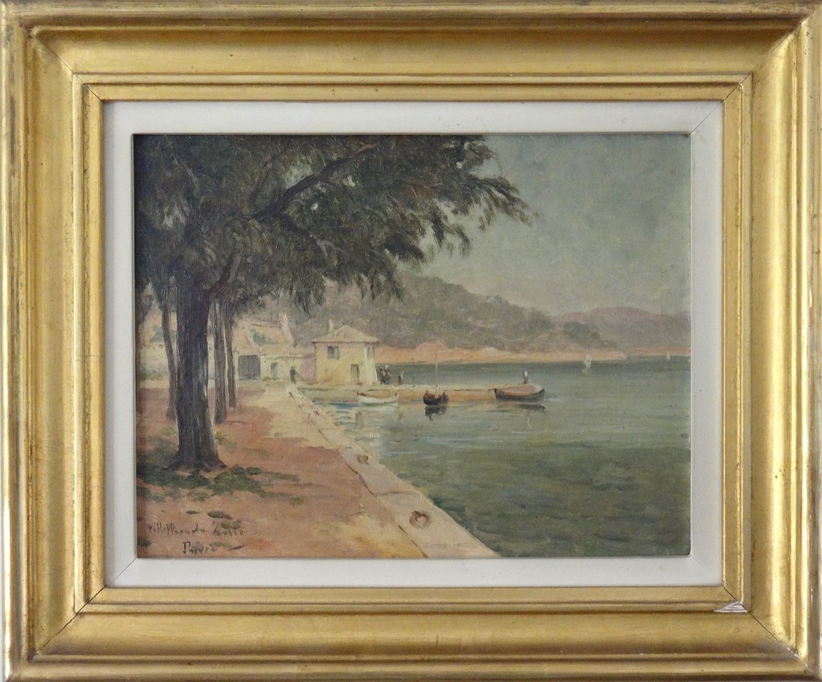 Villefranche Sur Mer Oil On Canvas Port De La Darse 19th Century