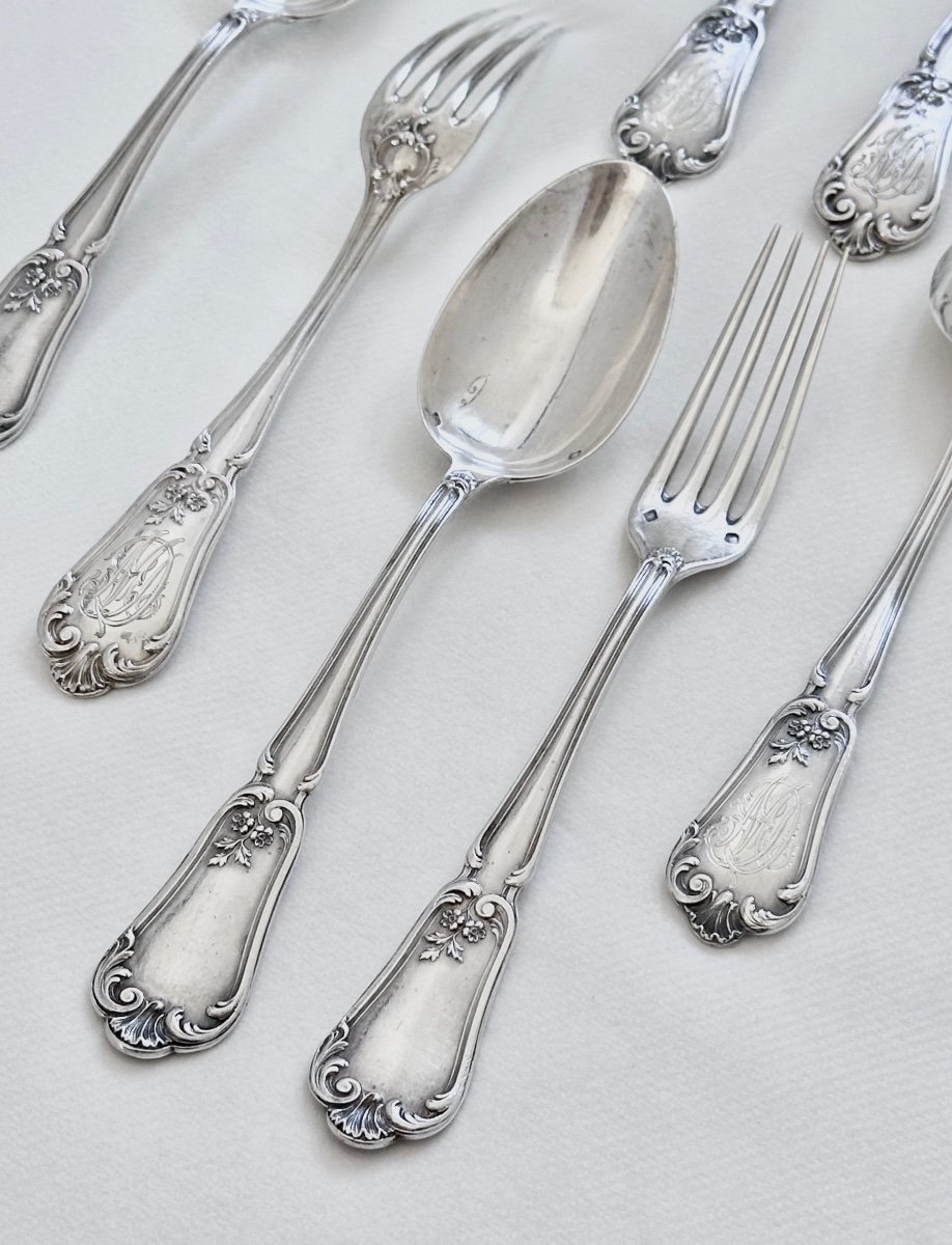 Henin Et Cie In Paris 4 Solid Silver Dessert Cutlery Sets From The Rocaille Style In The 19th Century-photo-1