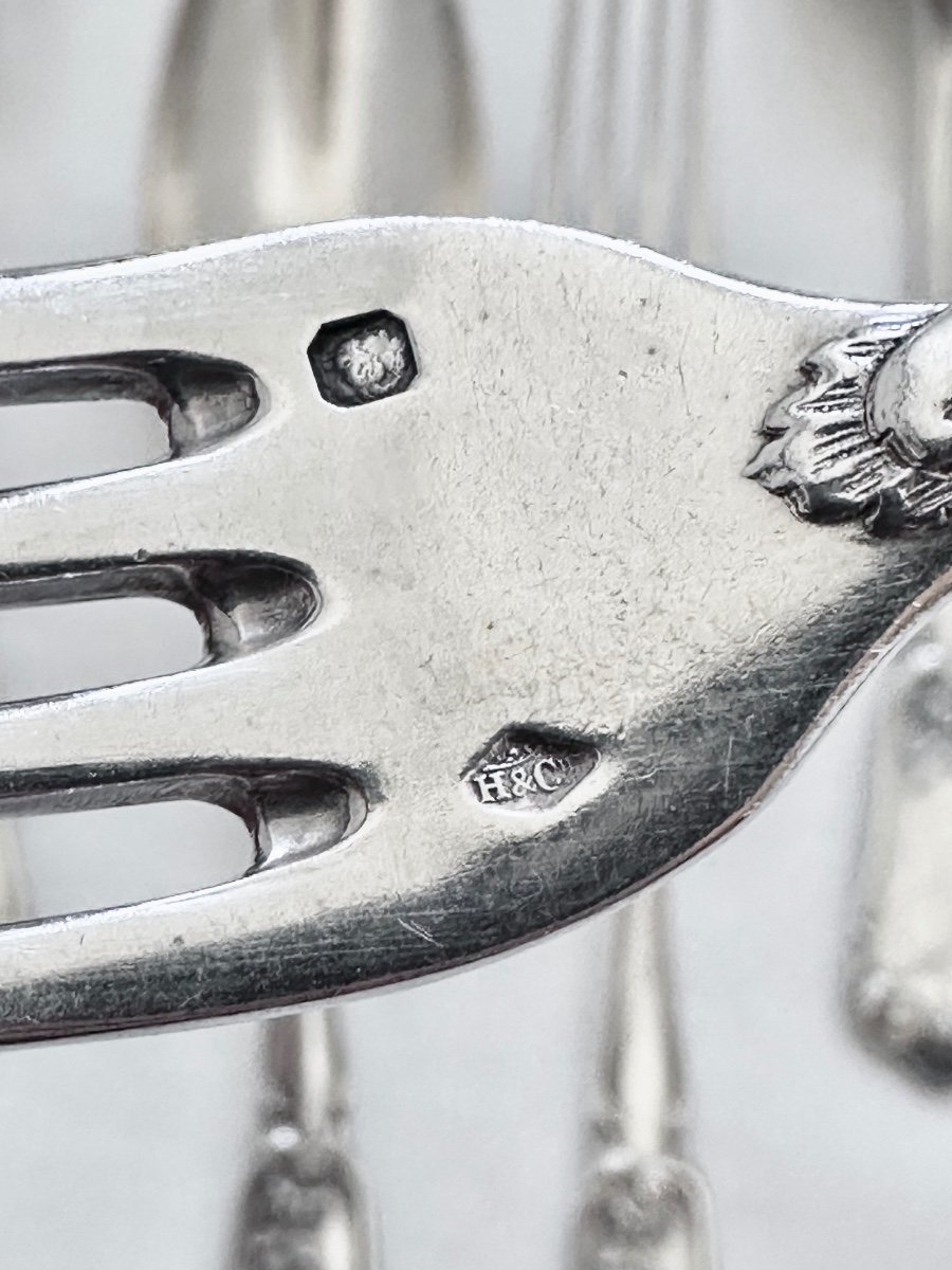 Henin Et Cie In Paris 4 Solid Silver Dessert Cutlery Sets From The Rocaille Style In The 19th Century-photo-2