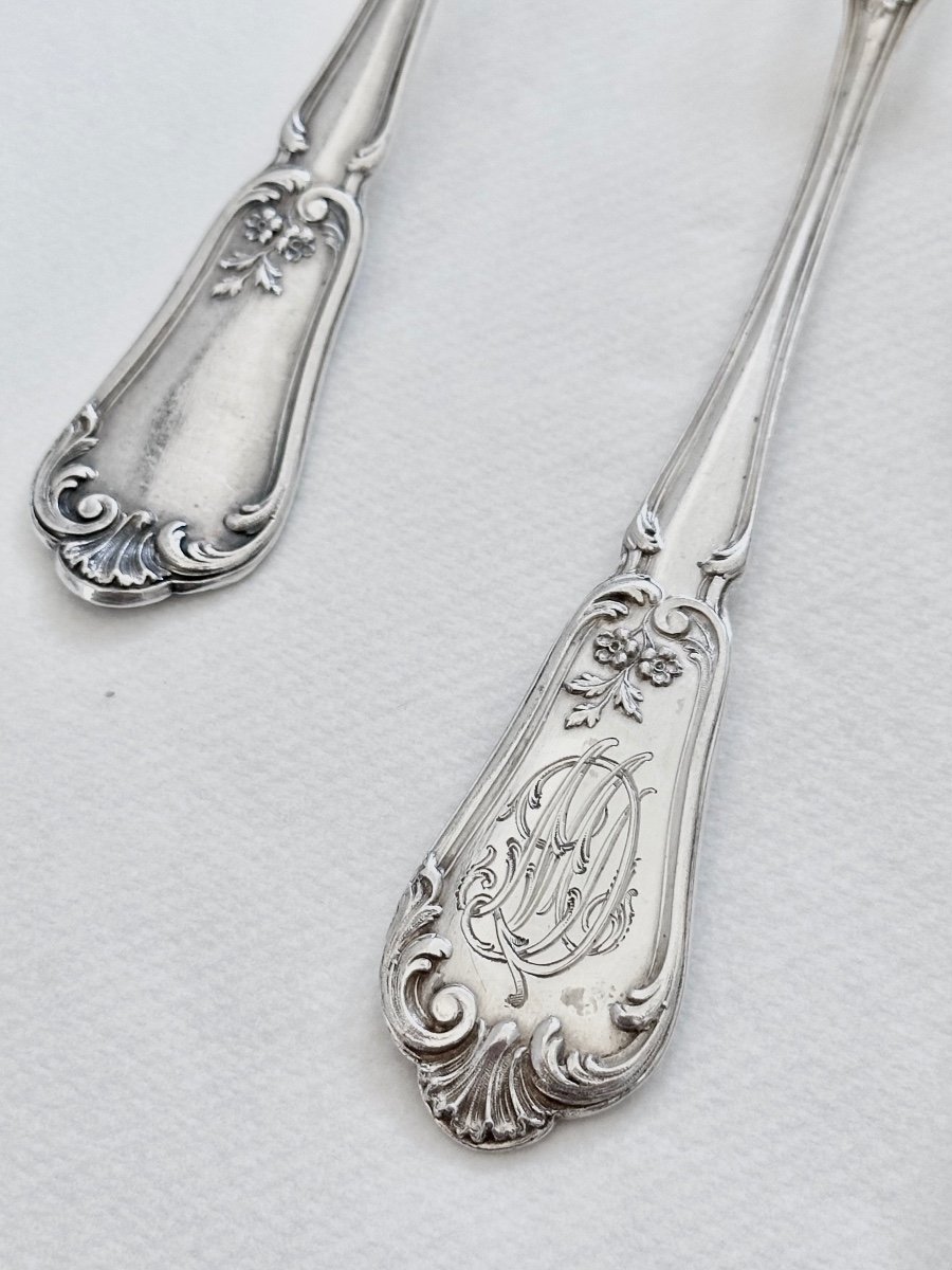 Henin Et Cie In Paris 4 Solid Silver Dessert Cutlery Sets From The Rocaille Style In The 19th Century-photo-3