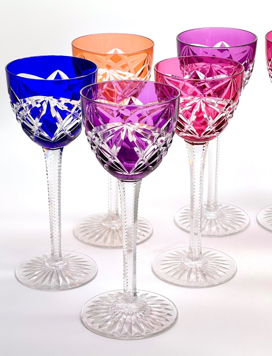 BACCARAT série de 10 verres à Vin Rohmer en Cristal taillé époque fin XIXe-photo-2