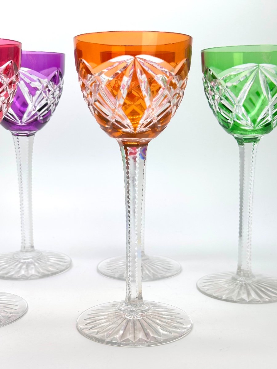 BACCARAT série de 10 verres à Vin Rohmer en Cristal taillé époque fin XIXe-photo-4