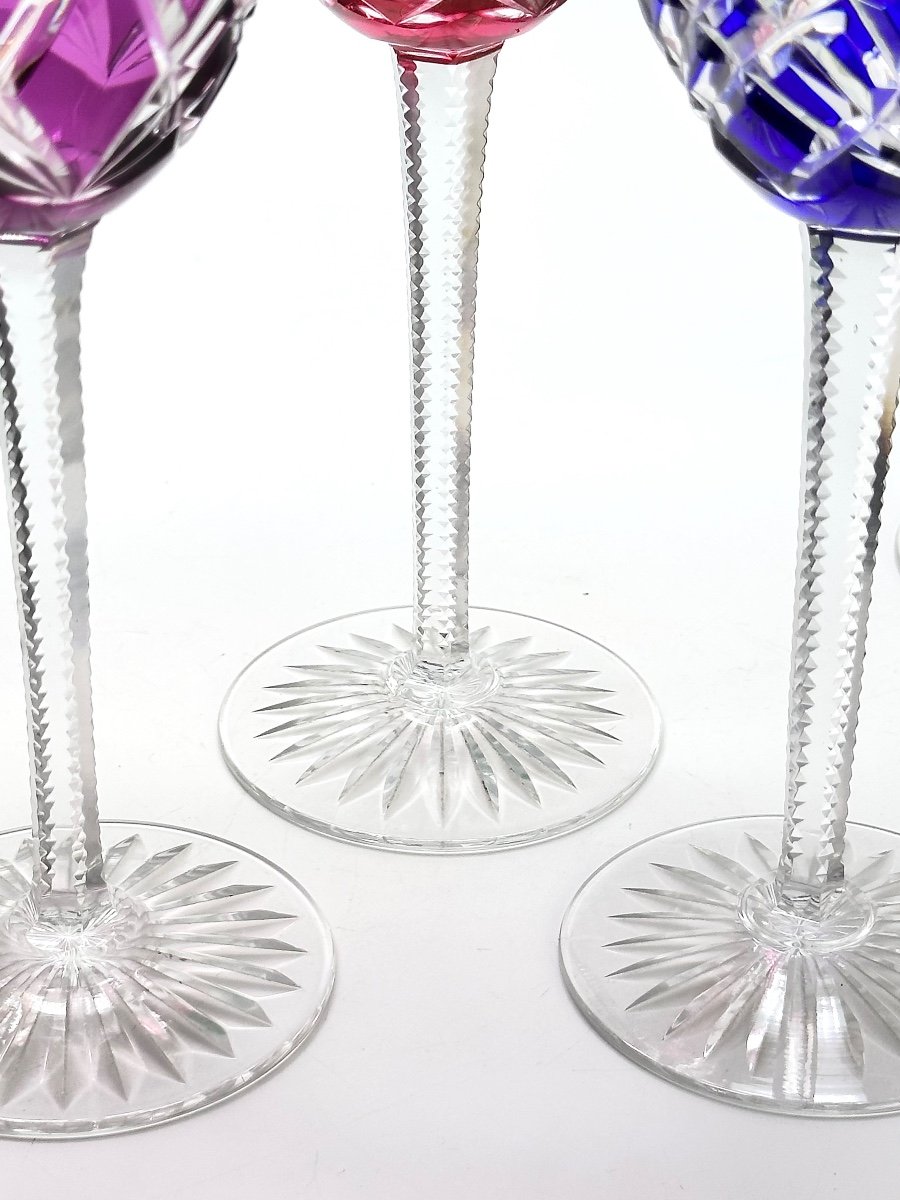 BACCARAT série de 10 verres à Vin Rohmer en Cristal taillé époque fin XIXe-photo-8