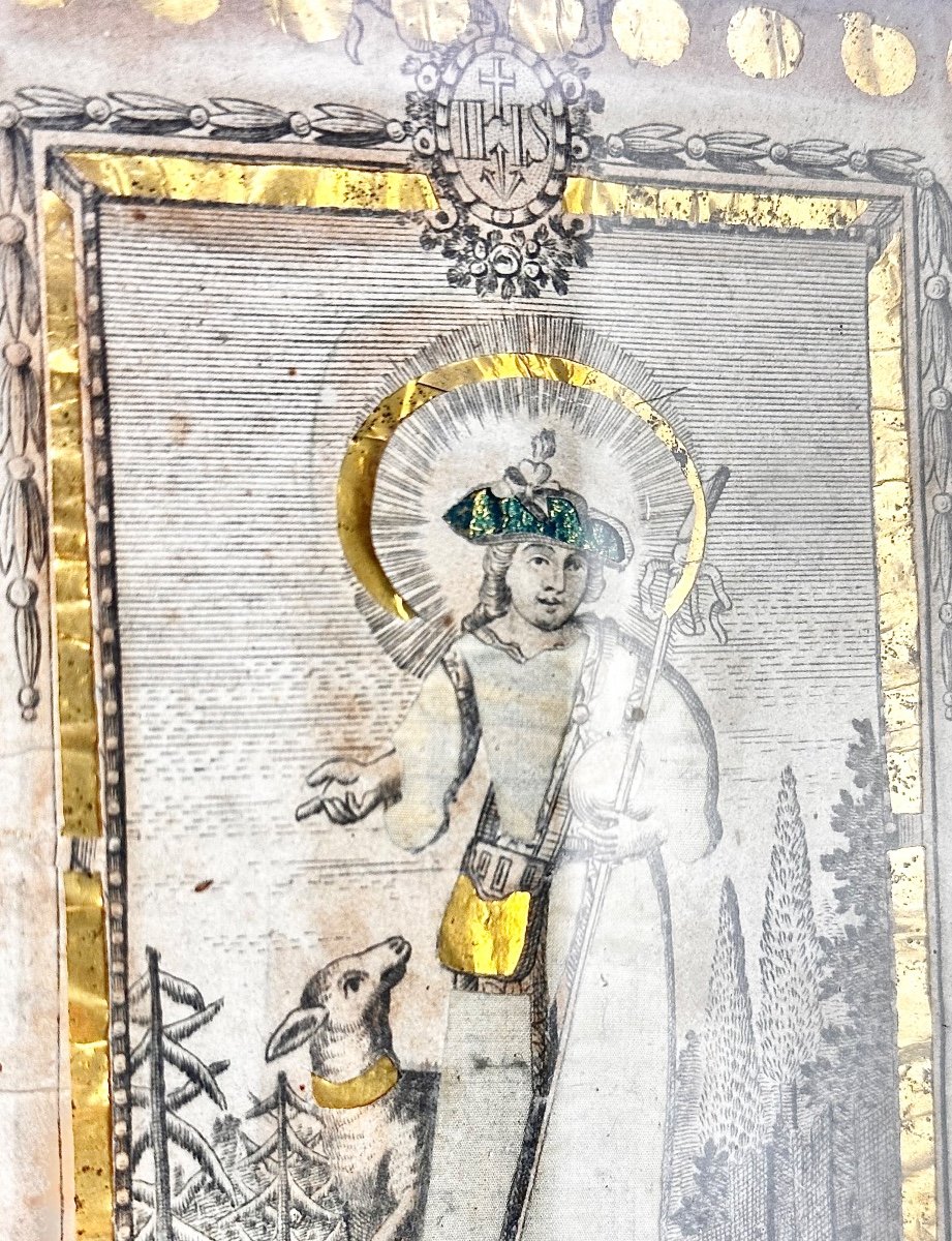 Religious Imagery Of Strasbourg Holy Card 18th Century Period-photo-3