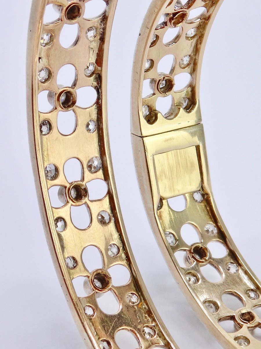 Pair Of 14k Gold Platinum And Diamond Art Deco Bracelets Circa 1930-photo-4