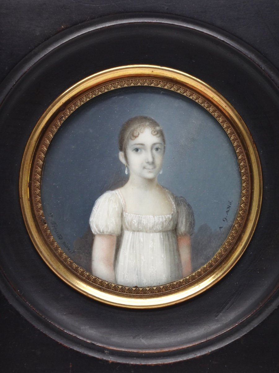 Johann Christian Freund (1788 -1822) Miniature Portrait d'une enfant époque XIXe-photo-2