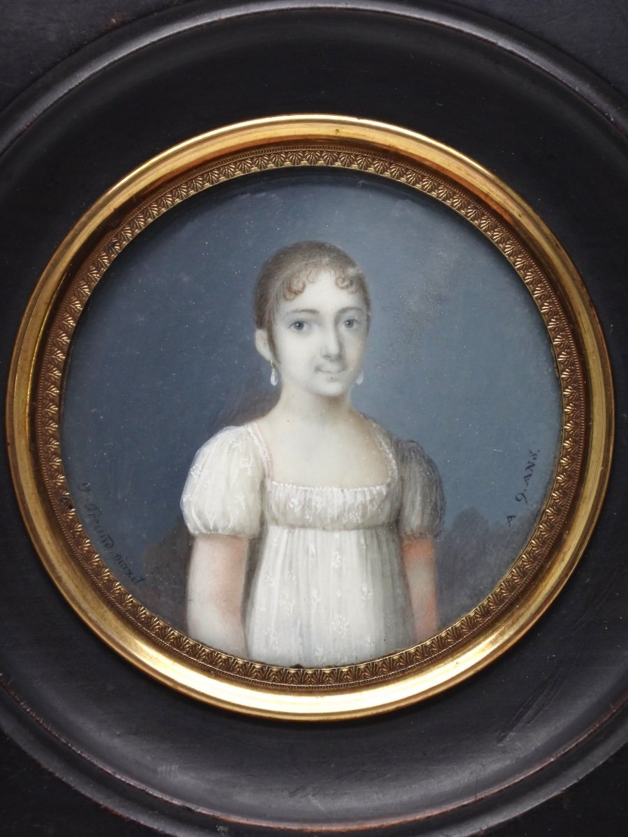 Johann Christian Freund (1788 -1822) Miniature Portrait d'une enfant époque XIXe-photo-3